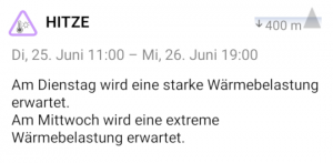 Warnung vor Wärmebelastung