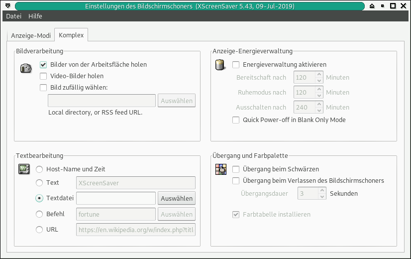 xscreensaver Einstellungsdialog